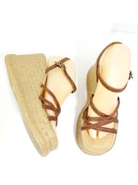 Vintage 90s epic platform braided strap sandals 9